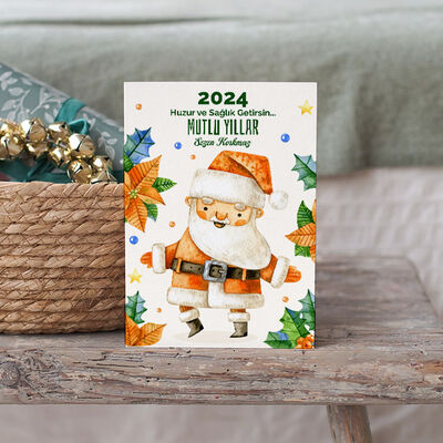 Noel Baba Tasarımlı Mesajlı Kartpostal - 1