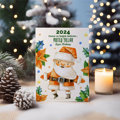 Noel Baba Tasarımlı Mesajlı Kartpostal - 4