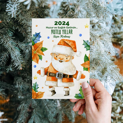 Noel Baba Tasarımlı Mesajlı Kartpostal - 5