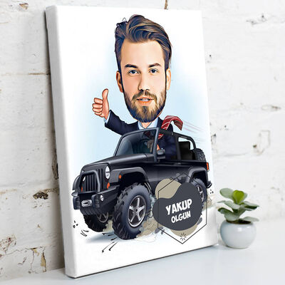 Of Road Erkek Karikatürlü Kanvas Tablo - 1