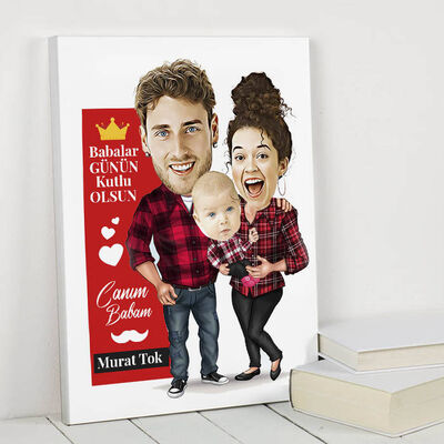 Oğlan Babası Karikatürlü Kanvas Tablo - 1