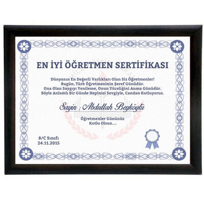 Öğretmenlere Özel Mesajlı Teşekkür Sertifikası - 1