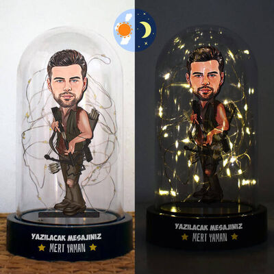 Okçu Adam Karikatürlü Işıklı Fanus Biblo - 1