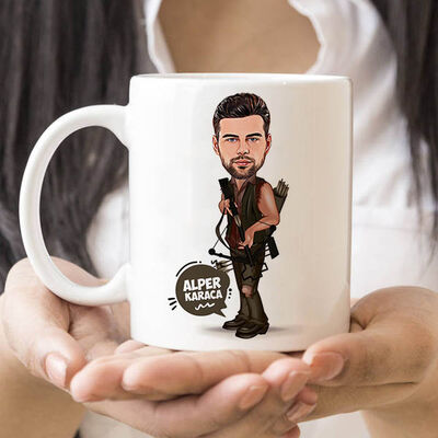 Okçu Erkek Karikatürlü Kupa Bardak - 2