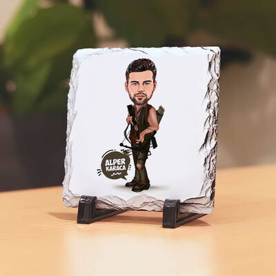 Okçu Erkek Karikatürlü Taş Baskı - 1