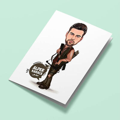 Okçu Erkek Karikatürlü Tebrik Kartı - 1