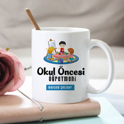 Okul Öncesi Öğretmeni Tasarımlı Kupa Bardak - 1