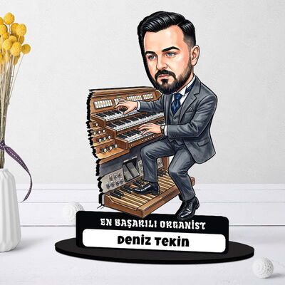 Organist Müzisyen Erkek Karikatürlü Biblo - 1