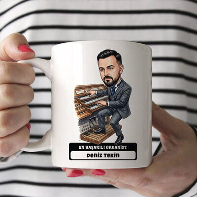 Organist Müzisyen Erkek Karikatürlü Kupa Bardak - 1