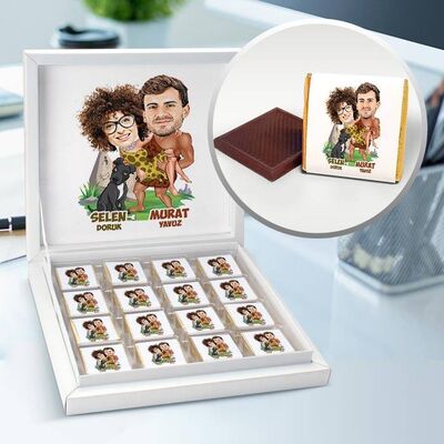 Orman Çiftleri Karikatürlü Çikolata Kutusu - 1