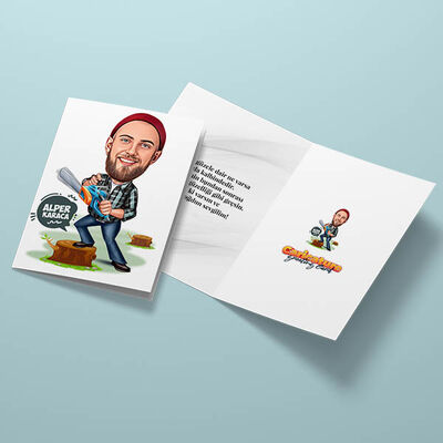 Ormancı Erkek Karikatürlü Tebrik Kartı - 3