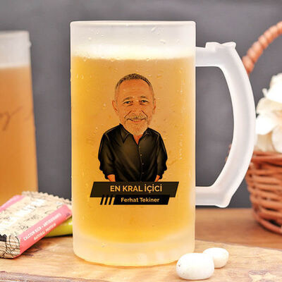 Orta Yaş Erkek Karikatürlü Bira Bardağı - 3