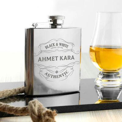 Otantik İsme Özel Çelik İçki Matarası 6 Oz Gümüş - 2