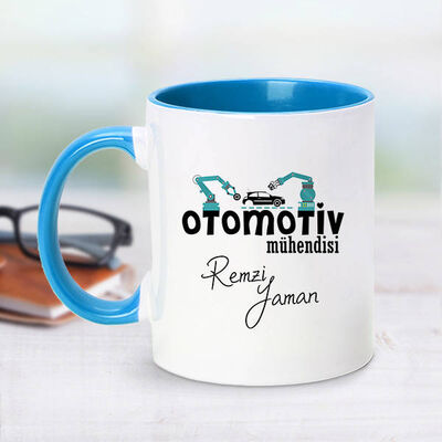 Otomotiv Mühendisi İçin Mavi Kupa Bardak - 1
