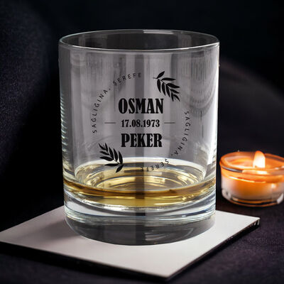 Özel Kutuda Kişiye Özel Paisley Viski Bardağı Seti - 6
