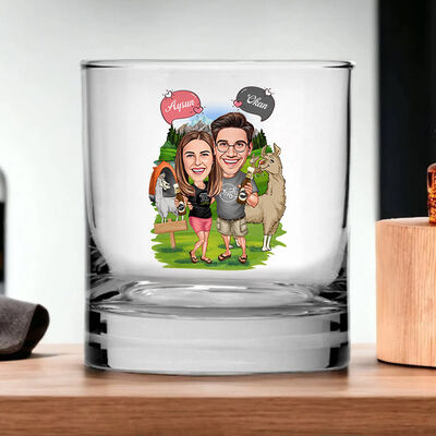Özgür Ruhlu Çiftler Karikatürlü Viski Kadehi - 1