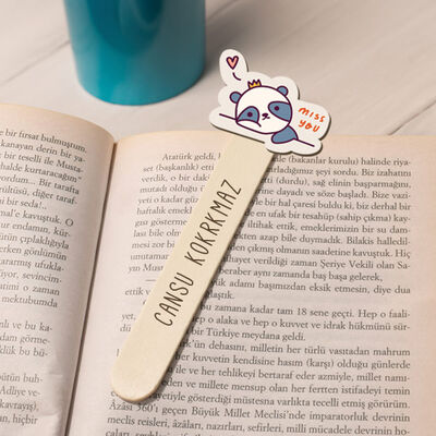 Özlemiş Panda İsimli Ahşap Kitap Okuma Ayracı - 3