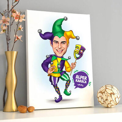Palyaço Erkek Karikatürlü Kanvas Tablo - 1