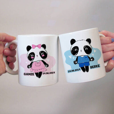 Panda Sevgililer 2'li Kupa Bardak - 1