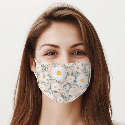Papatya Desenli Yıkanabilir Maske - 1