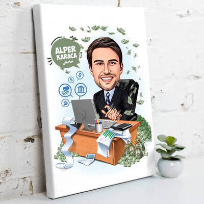 Para Sever Erkek Karikatürlü Kanvas Tablo - 2