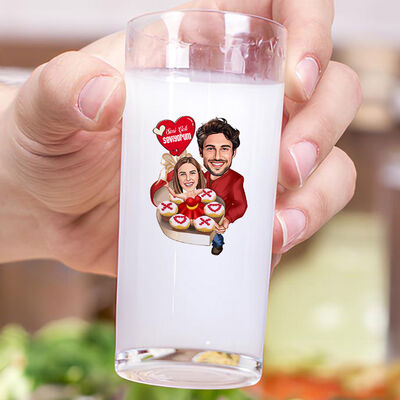 Pastadan Çıkan Aşk Karikatürlü İkili Rakı Bardağı Seti - 3