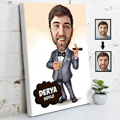 Patron Karikatürlü Kanvas Tablo - 1