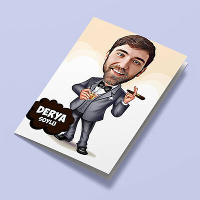 Patron Keyfi Karikatürlü Tebrik Kartı - 1