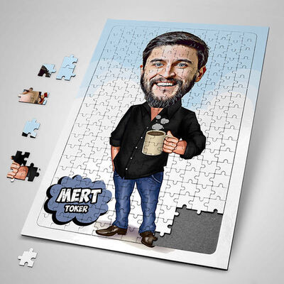 Patronumun Kahve Keyfi Karikatürlü Puzzle - 1