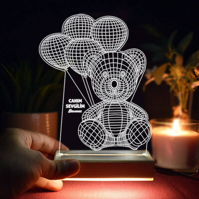 Pelüş Ayıcık Tasarımlı 3d Led Lamba - 3