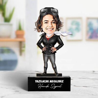 Pilot Kadın Karikatürlü Biblo - 1