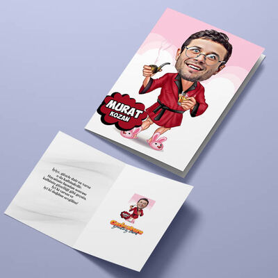 Pipolu Erkek Karikatürlü Tebrik Kartı - 4