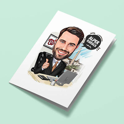 Plaza Erkeği Karikatürlü Tebrik Kartı - 1