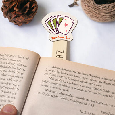 Poker Simgeli İsimli Ahşap Kitap Okuma Ayracı - 1