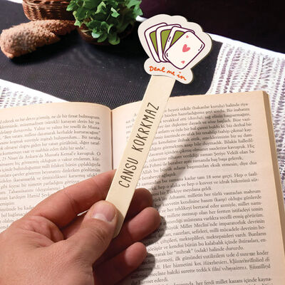 Poker Simgeli İsimli Ahşap Kitap Okuma Ayracı - 2