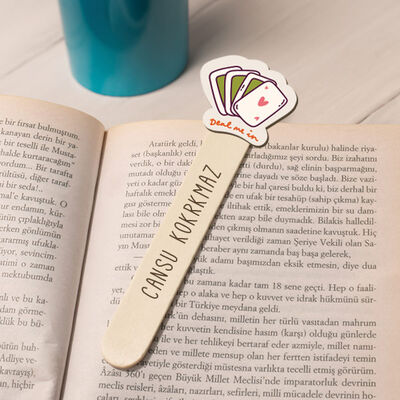 Poker Simgeli İsimli Ahşap Kitap Okuma Ayracı - 3