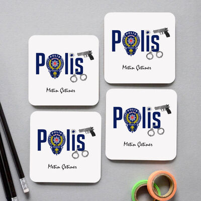 Polise Hediye Bardak Altlığı 4'lü Set - 1