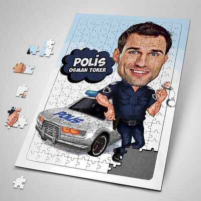 Polislere Özel Karikatürlü Puzzle - 1