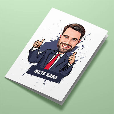 Pozitif Yakışıklı Erkek Karikatürlü Tebrik Kartı - 1