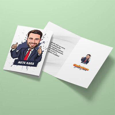 Pozitif Yakışıklı Erkek Karikatürlü Tebrik Kartı - 3