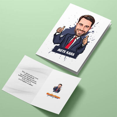 Pozitif Yakışıklı Erkek Karikatürlü Tebrik Kartı - 4