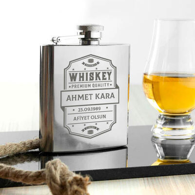 Premium Kişiye Özel Çelik İçki Matarası 6 Oz Gümüş - 3