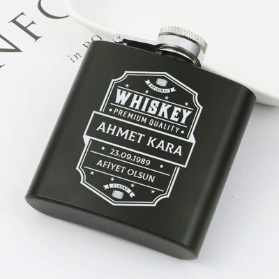 Premium Kişiye Özel Çelik İçki Matarası 6 Oz Yeşil - 1