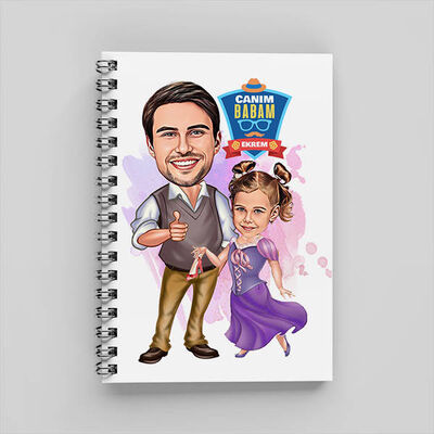Prenses Kız ve Babası Karikatürlü Defter - 1