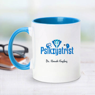 Psikiyatrist İçin Mavi Kupa Bardak - 1