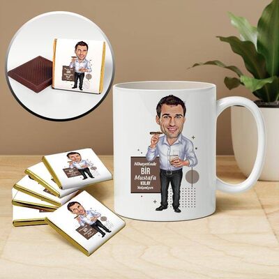Purolu Erkek Karikatürlü Kupa ve Çikolata - 1