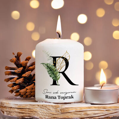 R Harfli Kişiye Özel Mum - 1