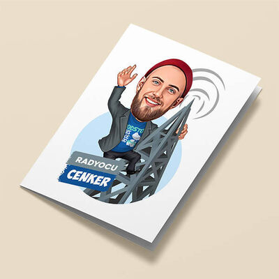 Radyocu Erkek Karikatürlü Tebrik Kartı - 1