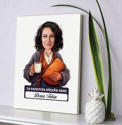Rahatına Düşkün Anne Karikatürlü Kanvas Tablo - 2