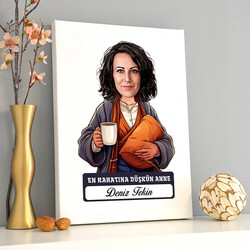 Rahatına Düşkün Anne Karikatürlü Kanvas Tablo - 1